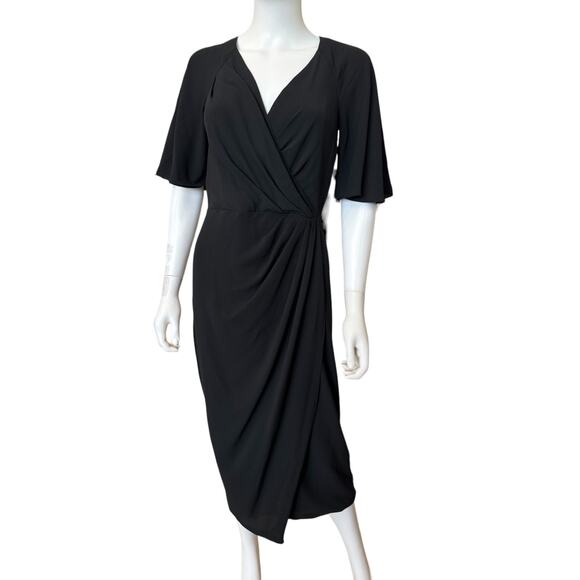 New  ~ MAGGY LONDON ~ Payton Wrap Side Drape Midi Dress Size 4 Ret  $128 - Picture 1 of 9